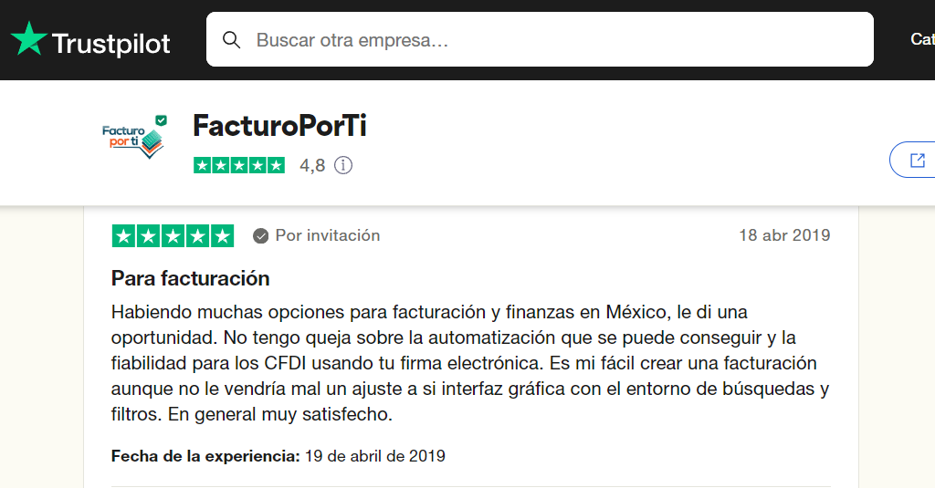 Calificación Facturo por ti