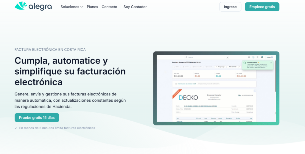 Facturadores electrónicos en Costa Rica 2026: TicoFactura, FACTURATica, GTI, Alegra y Alanube comparados - image 1 image 1